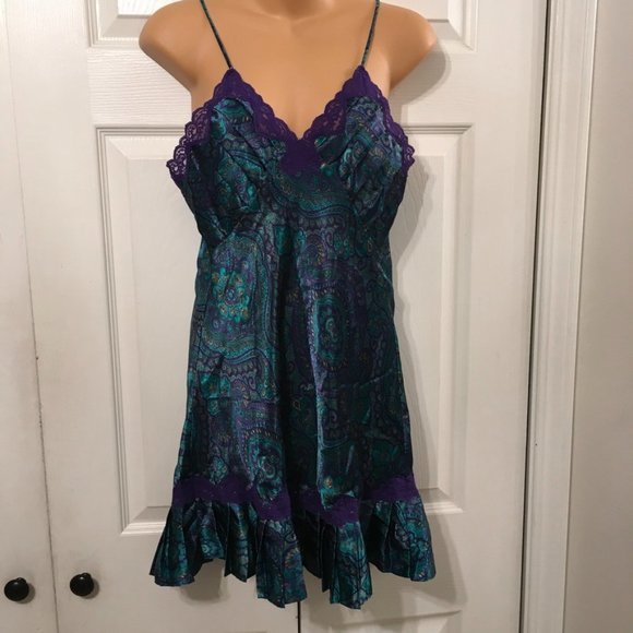 Victoria's Secret Paisley Pleated Slip Dress